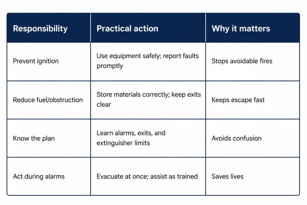Employee Fire Safety Responsibilities at Work