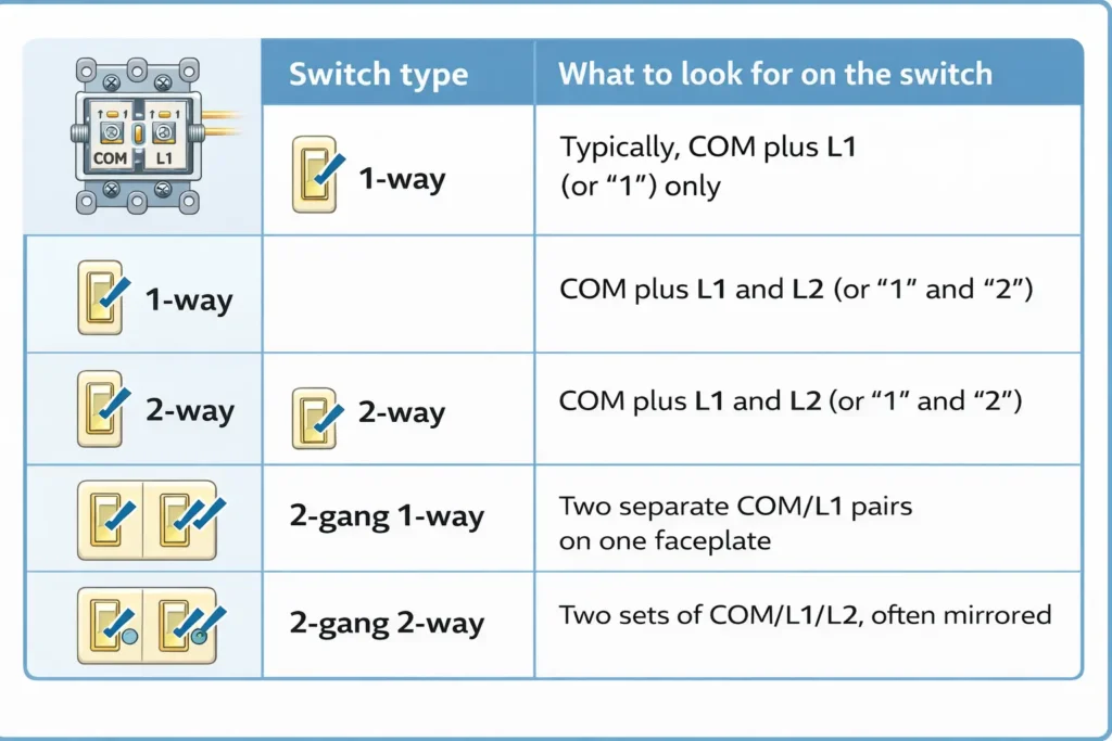 Identify Switch Conductors: Permanent Live, Switched Live, Earth