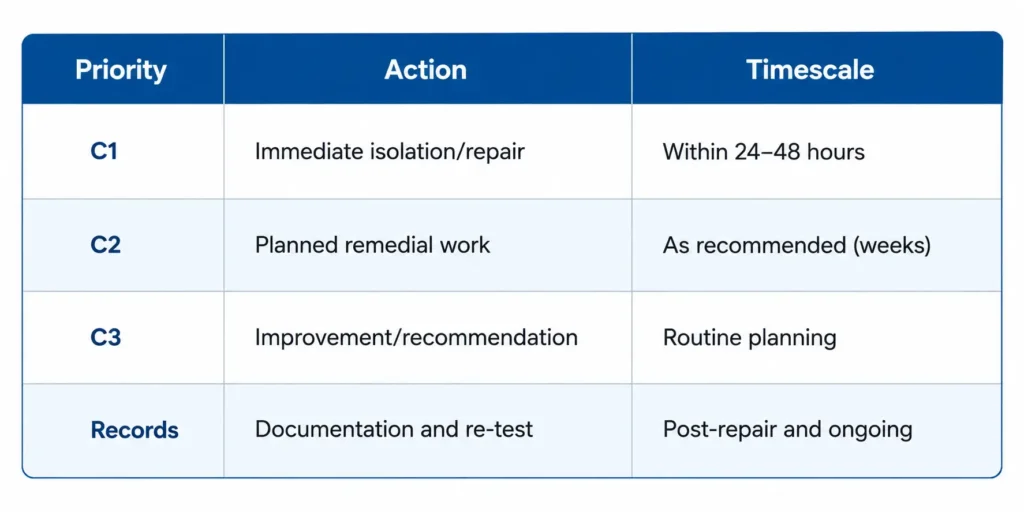 Practical Checklist: Next Steps After Your EICR / EICR Codes C1, C2, C3